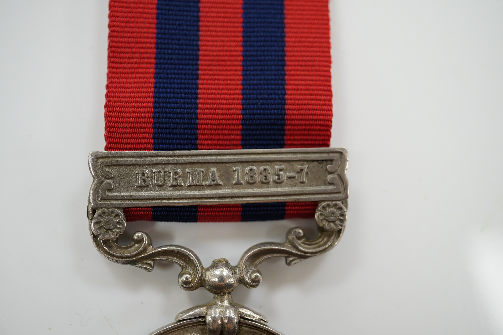 An India General Service Medal with Burma 1885-7 clasp to 328 Pte J Laurenson 2nd Bn L'pool R.